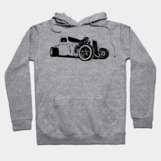 Ford Model A Hotrod Pickup - stylized monochrome Hoodie